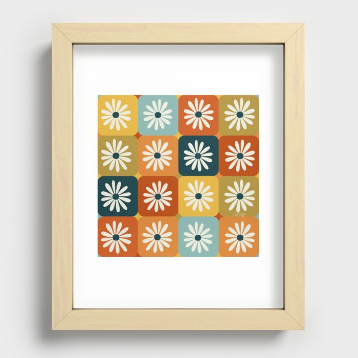 Checkered Daisies – Rainbow Recessed Framed Print