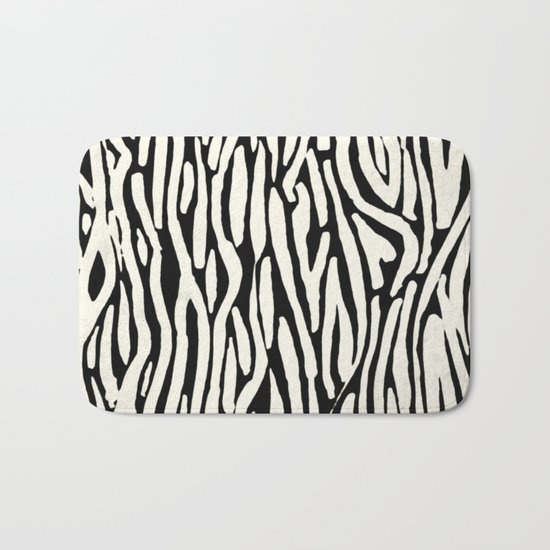 Zebra Stripes Tribal Black and Cream Bath Mat
