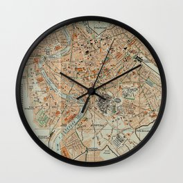 Vintage Map of Rome Italy (1911) Wall Clock