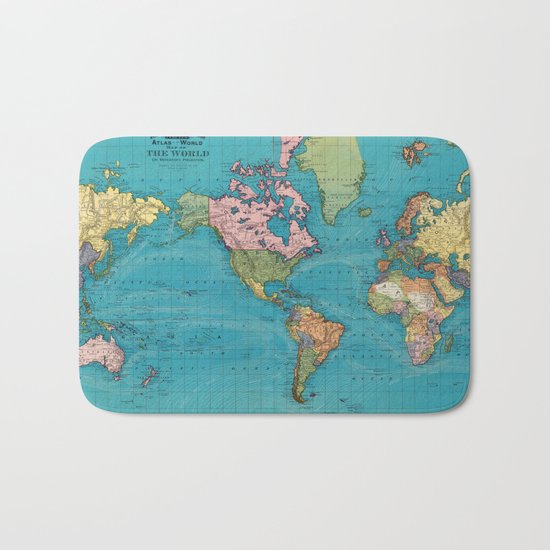 Vintage Map of The World (1897) Bath Mat