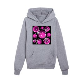 Mid Century Circles Starbursts Hot Pink Kids Pullover Hoodies