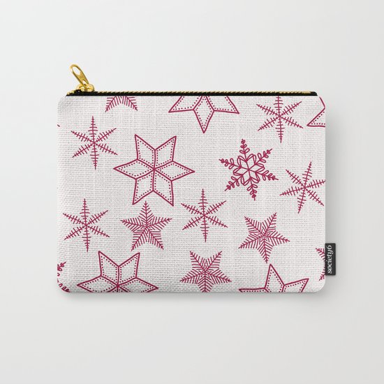 Red Snowflakes On White Background Carry-All Pouch
