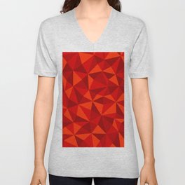 Red Triangle Pattern V Neck T Shirt