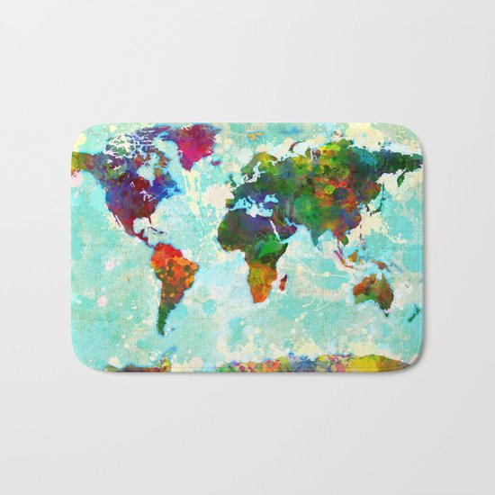 World Map - 1 Bath Mat