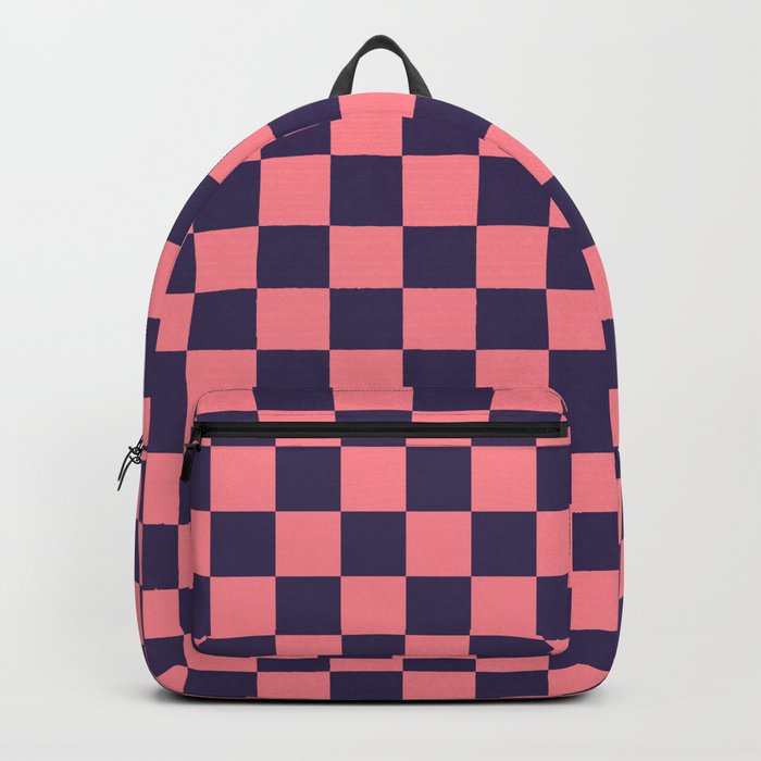 Checkerboard Check Checkered Pattern in Retro Pink and Blue Backpack