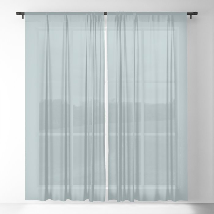 Dark Pastel Blue Solid Color Inspired by Benjamin Moore Buxton Blue HC-149 Sheer Curtain
