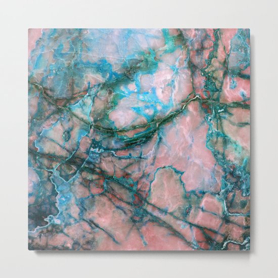 Pink and Blue Marble Metal Print