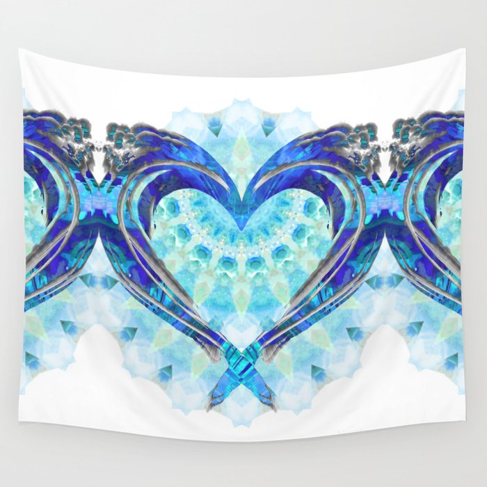 Bright Blue Heart Art - True Blue Wall Tapestry
