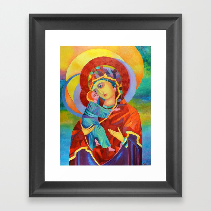 Virgin Mary Painting Madonna And Child Jesus Icon Modern Catholic