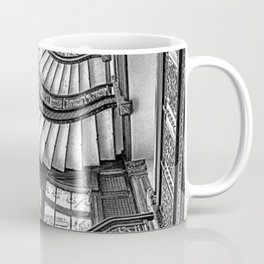 Rookery Building Frank Lloyd Wright Stairway & Glass Windows black and white photography  Coffee Mug
