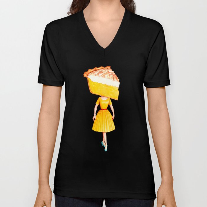 Cake Head Pin-Up - Lemon V Neck T Shirt