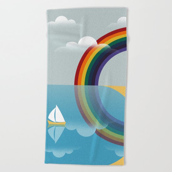 Rainbow by the Sea Beach Towel
