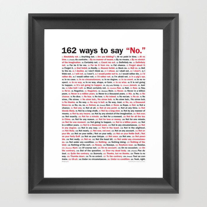 162 Ways to Say "No." Framed Art Print