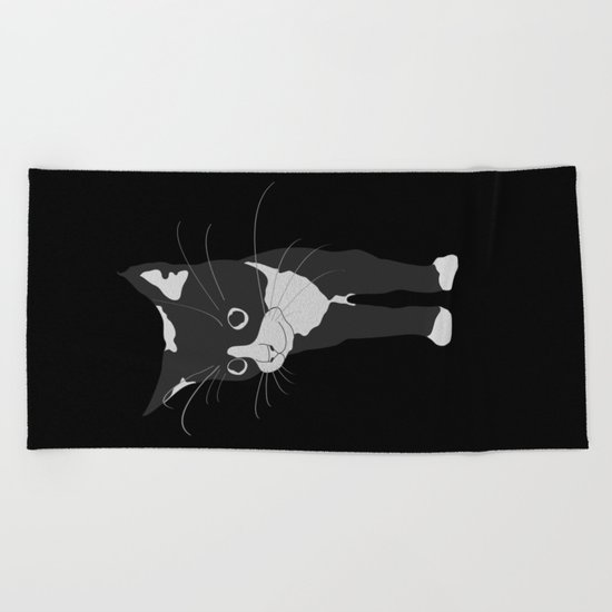 Black Kitty Beach Towel