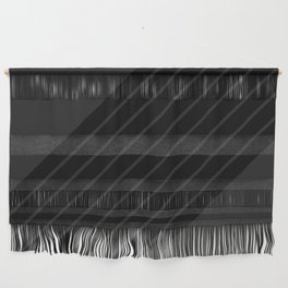 Black on Dark Grey Minimal Abstract Classic Retro Stripes Wall Hanging