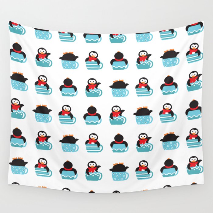 Coffee penguin Wall Tapestry