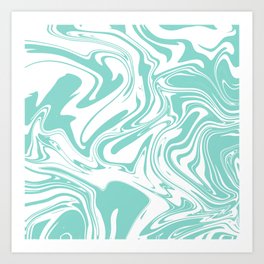 Liquid Contemporary Abstract Light Teal and White Swirls - Retro Liquid Swirl Pattern Art Print