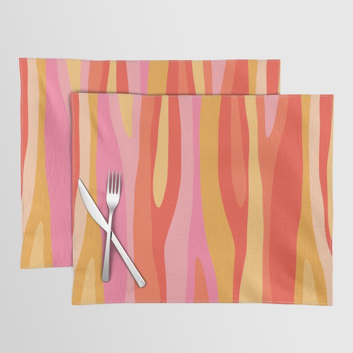 Wild Stripes Colorful Modern Abstract Pattern Pink Orange Yellow Placemat