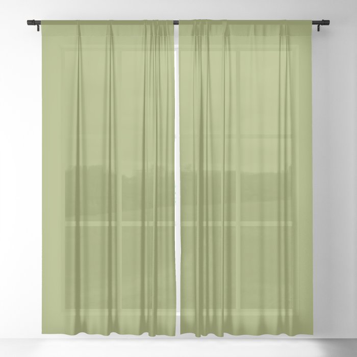 Spinach Green solid color modern abstract pattern Sheer Curtain