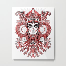 Red Serpent Queen Metal Print | Digital, Illustration, People 