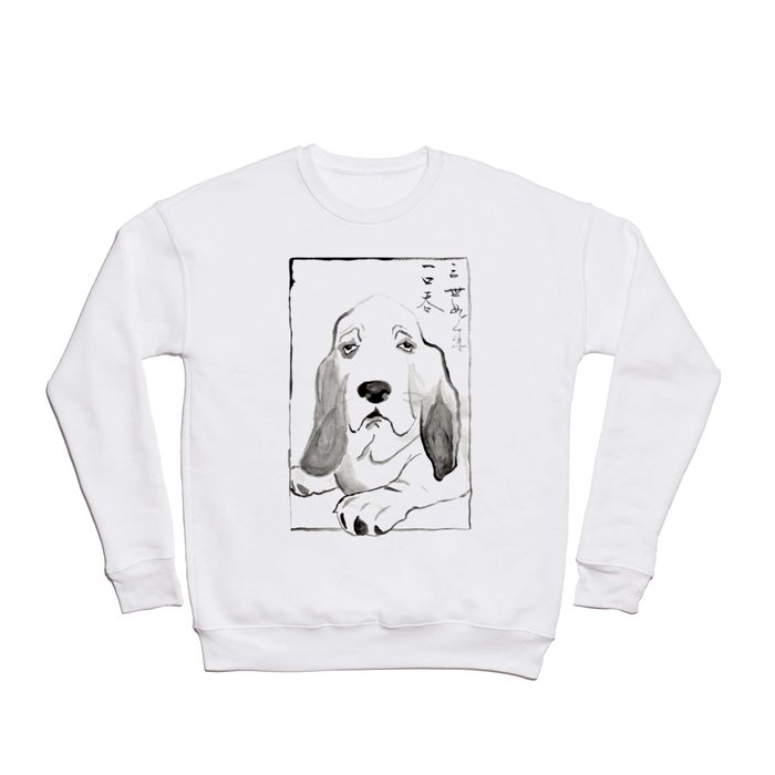 Basset Hound in Japanese Ink Wash Crewneck Sweatshirt