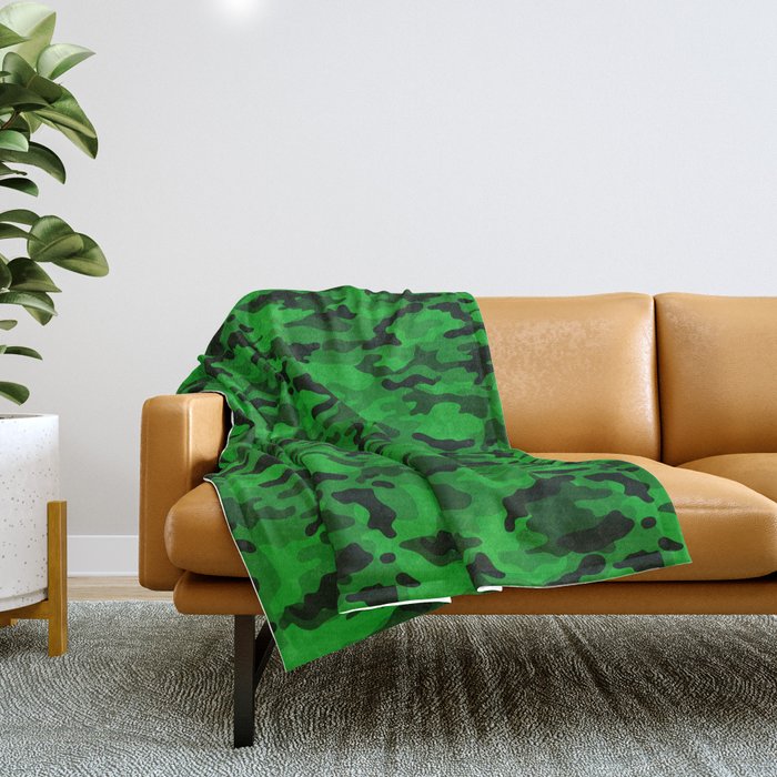 Lime Green Camo Throw Blanket