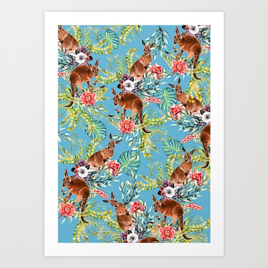 Kangaroos Pattern Art Print
