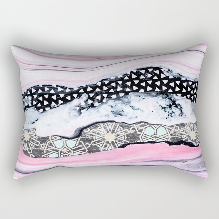 Abstract shapes of marble and patterns Rectangular Pillow
