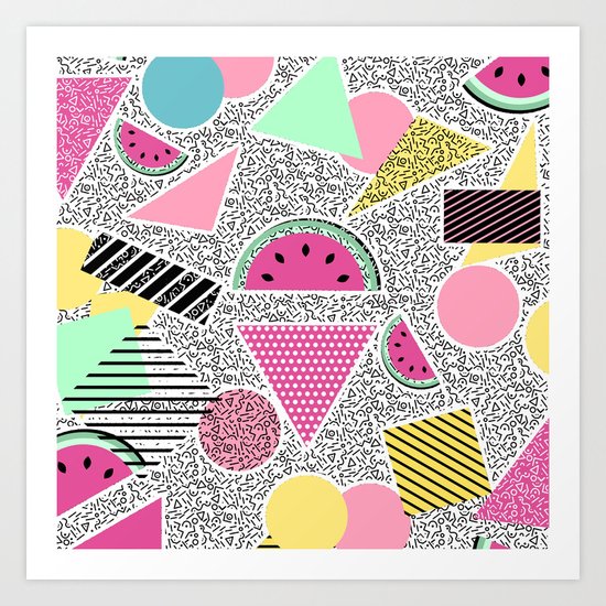 Modern geometric pattern Memphis patterns inspired Art Print