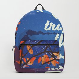 Travel the Open road Backpack | Funny, Inspirational, Landscape, Stars, Inspire, Fall, Night, Graphicdesign, Trees, Leaf 
