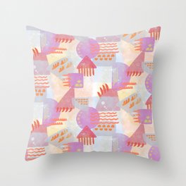 Simply Abstract Fun Pattern | Shocking Pink Throw Pillow