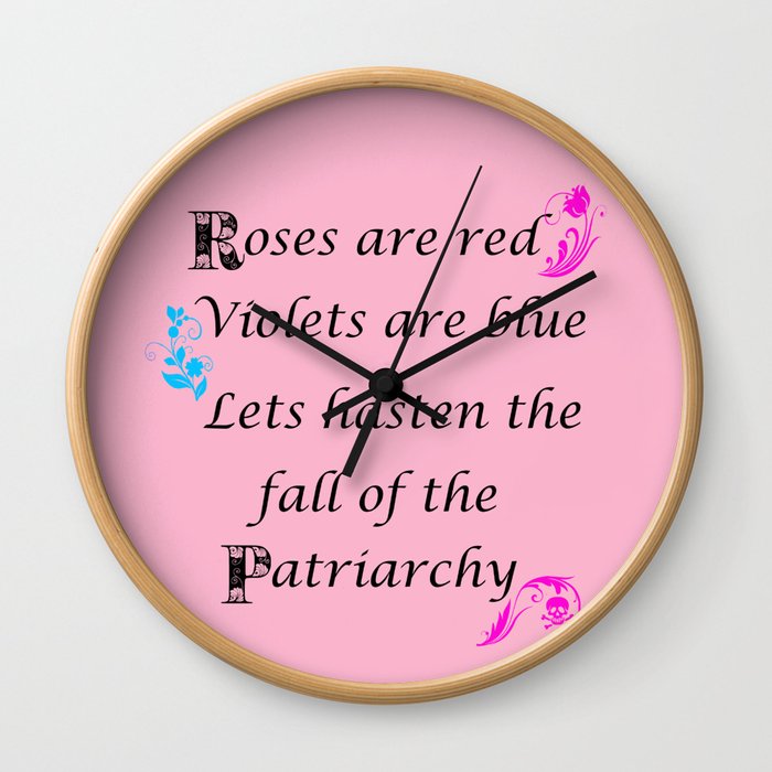 Fall of the Patriarchy Poem in Rose Wall Clock