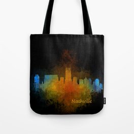 Nashville city skyline Tennessee watercolor v4 Dak Tote Bag