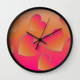 Heartfelt in Coral and Hot Pink Wall Clock