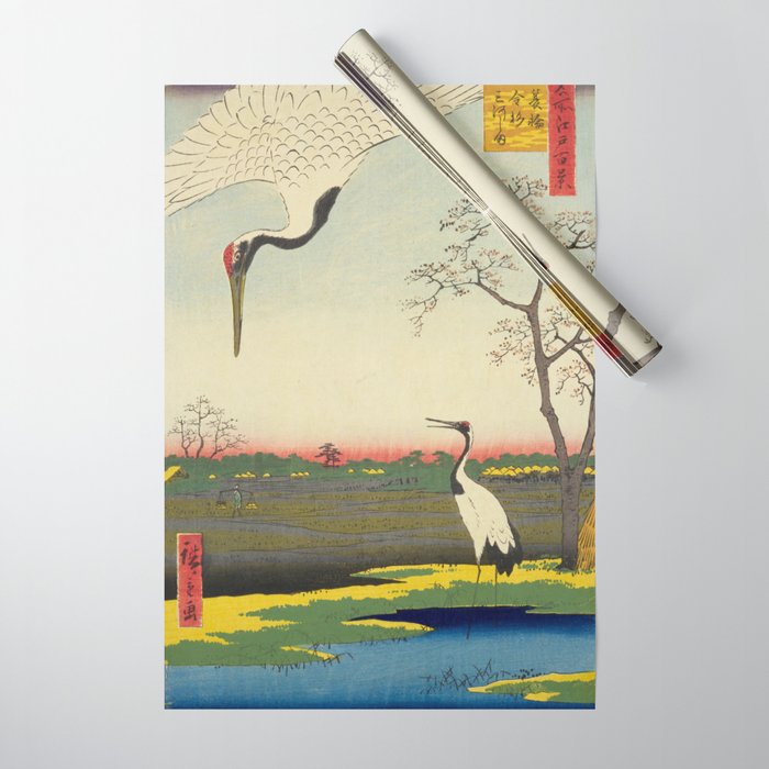 One Hundred Famous Views of Edo Utagawa Hiroshige Japanese Cranes Woodblock art   Wrapping Paper