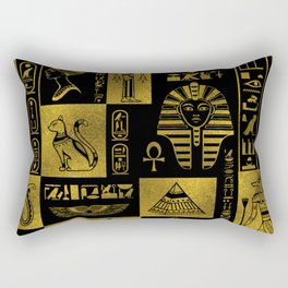 Egyptian  Gold hieroglyphs and symbols collage Rectangular Pillow