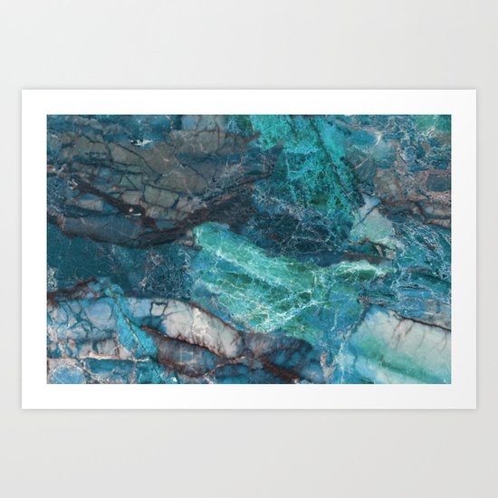 Cerulean Blue Marble Art Print