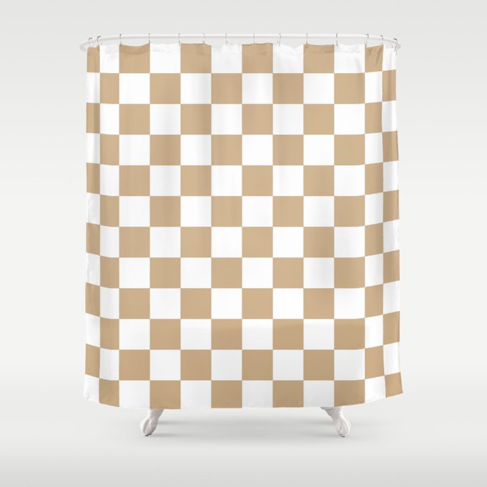 Checkered (Tan & White Pattern) Shower Curtain