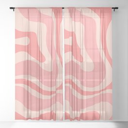 Blush Pink Modern Retro Liquid Swirl Abstract Pattern Square Sheer Curtain | Swirl, Kierkegaarddesign, Pink, Pattern, Trippy, Painting, Blush, Retro, Modern, Abstract 