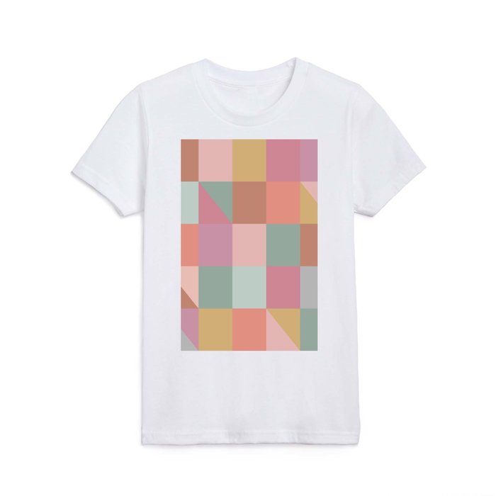 Earthy Patchwork Squares Kids T Shirt
