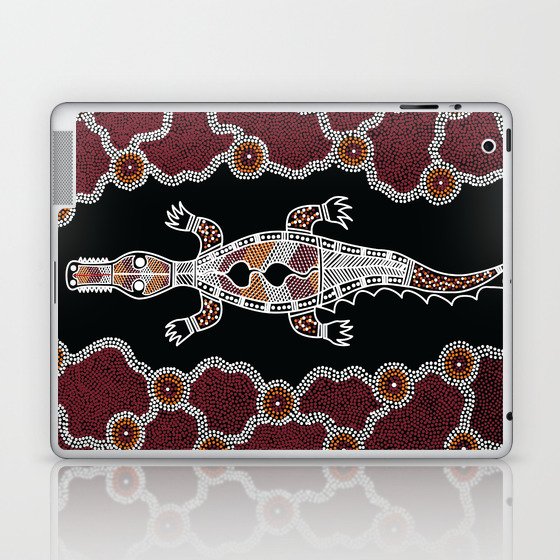 Aboriginal Art Crocodile Authentic Art 2 Laptop & iPad Skin