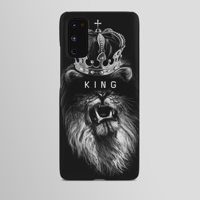 Lion, Lionart, King, Animal, Black, Minimal, Interior, Black White,Wall art, Art Print,Trendy decor Android Case