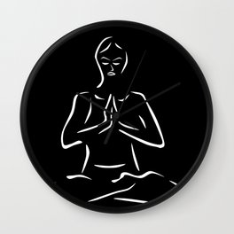 Yoga Pose - Black and White Wall Clock