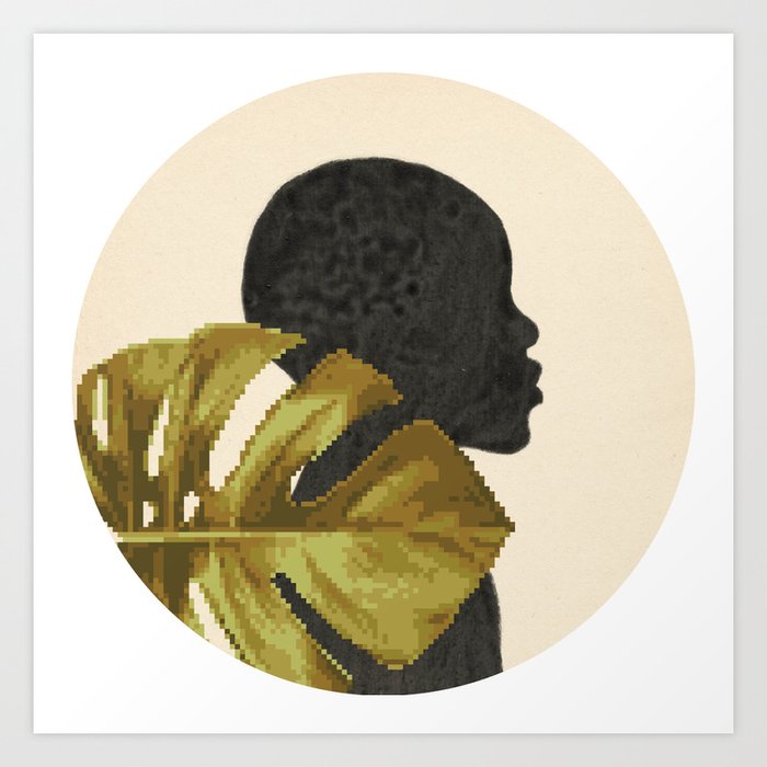 Black woman pixel art Art Print