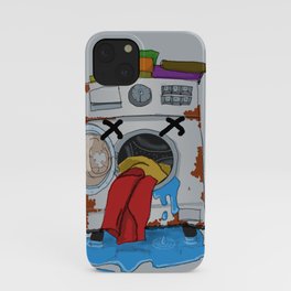  Old Broken Washing Machine Puking Laundry and Leaking Water  iPhone Case