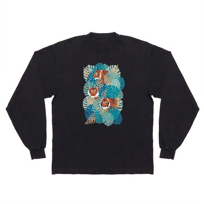 Jungle Tiger - Blue Suede Long Sleeve T Shirt