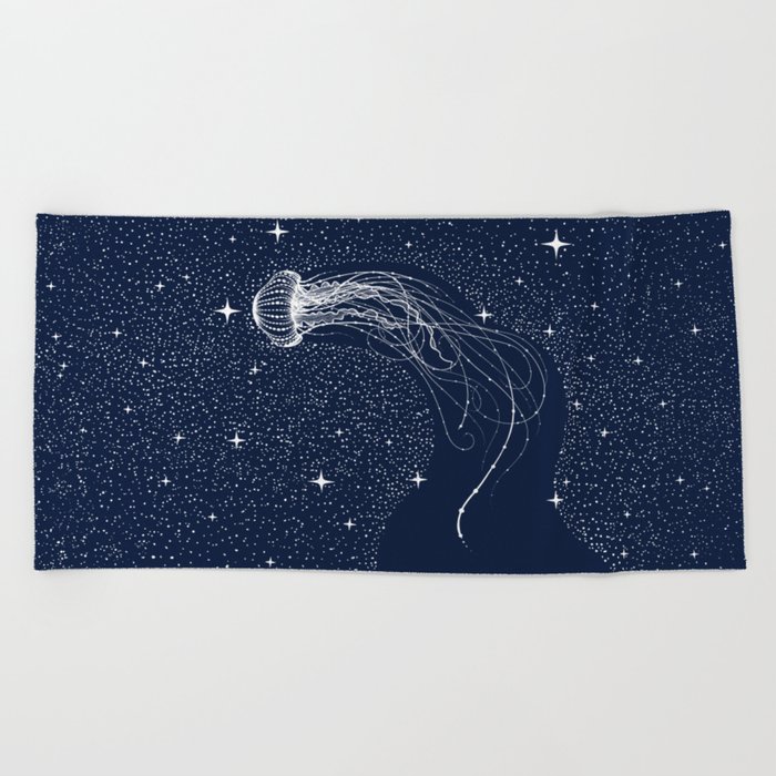 starry jellyfish Beach Towel