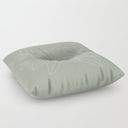 Boho Sage Green, Decor, Line Art, Botanical Leaves Floor Pillow