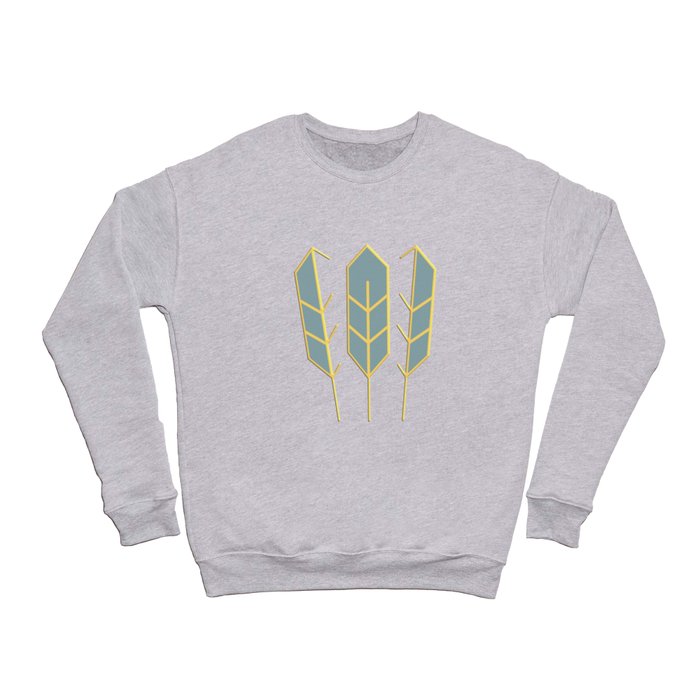 Gold Green Elegant Tribal Native Tri Feathers  Crewneck Sweatshirt