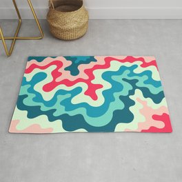 Soft Swirling Waves Abstract Nature Art In Tropical Essence Color Palette Area & Throw Rug